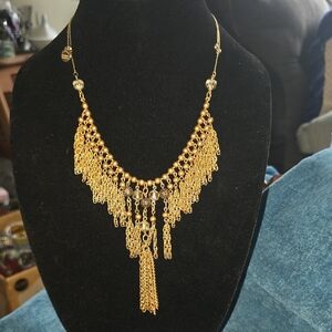 Alex and Ani Gold-tone Fringe Bib Necklace